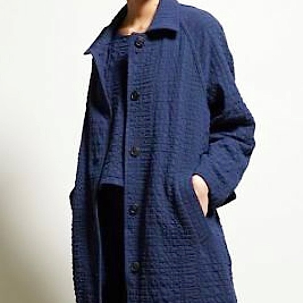 No. 6 Deep Blue Textured Trench Coat